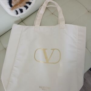 Valentino Cream and Gold Tote Bag